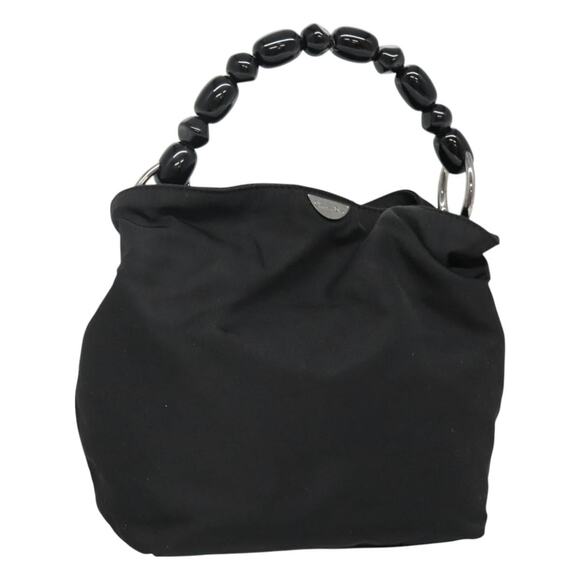 DIOR Maris Pearl Hand Bag Nylon Black Silver - Picture 1 of 12
